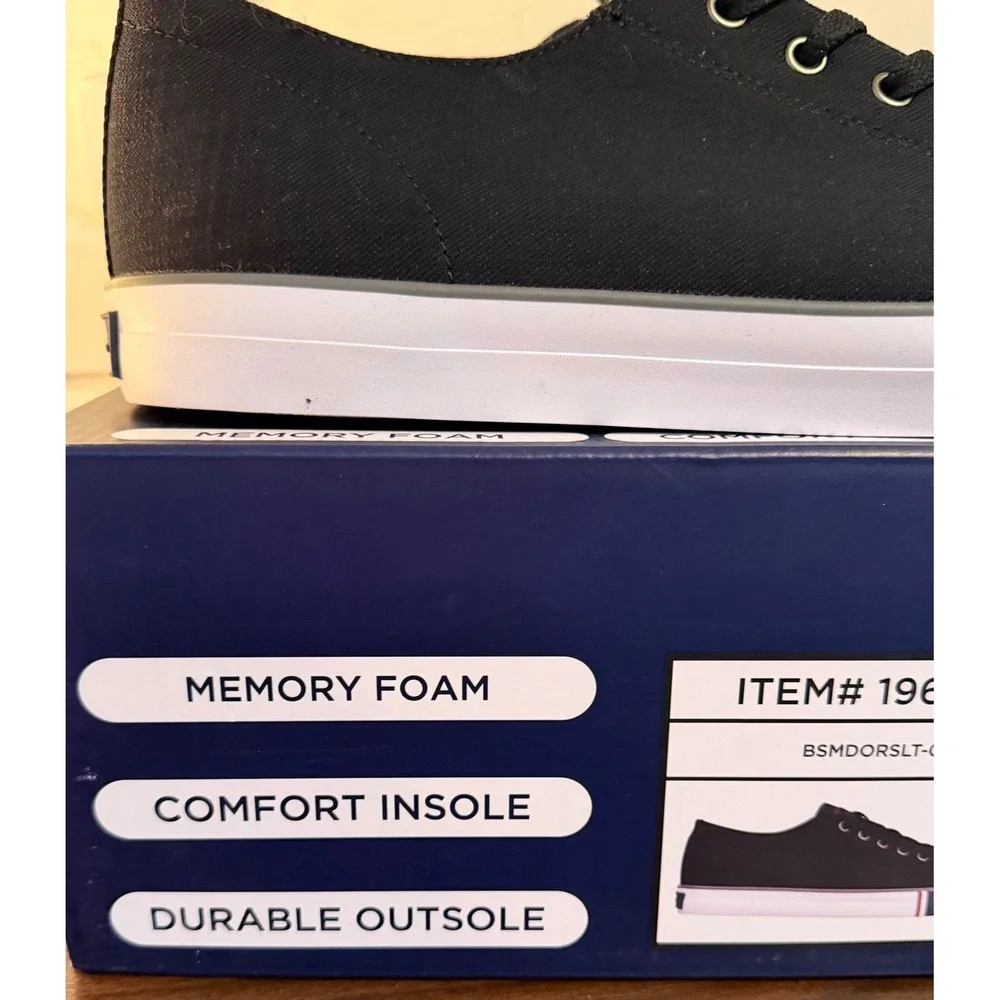 NWT Ben Sherman Mens Dorset Lo Black Canvas Sneakers Memory Foam •12• Streetwear